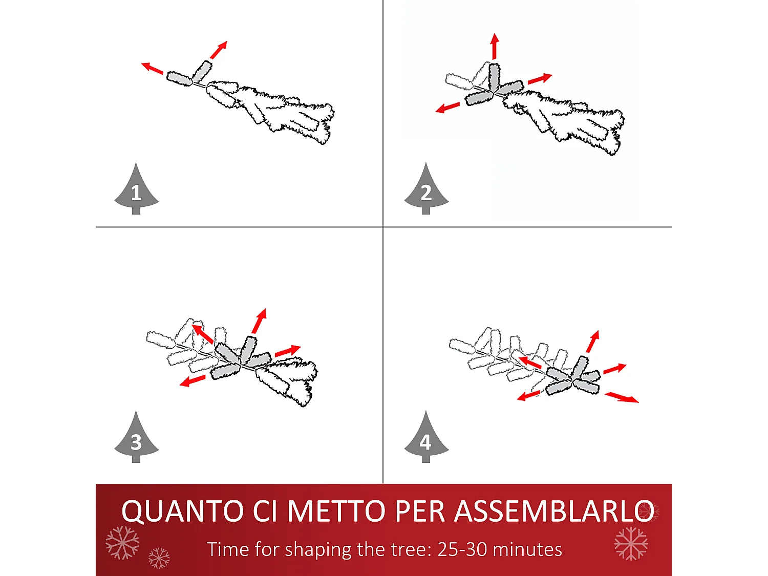 HOMCM Albero di Natale 180cm Artificiale con Base Pieghevole 380 Rami