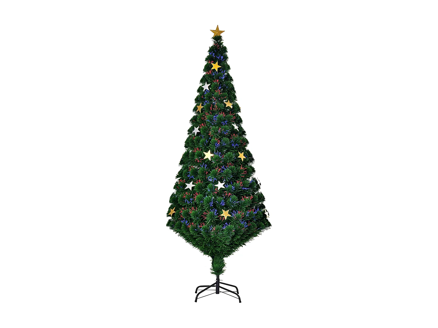 Albero di Natale con led e fibre ottiche in pvc verde