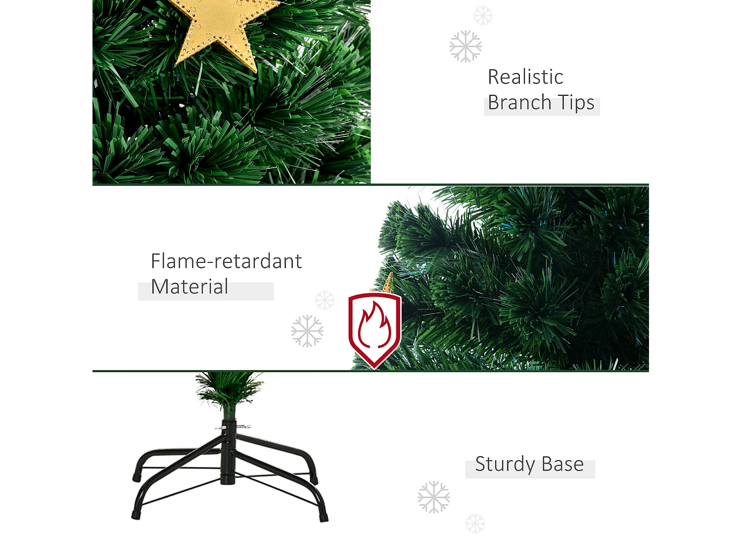 Albero di Natale con led e fibre ottiche in pvc verde