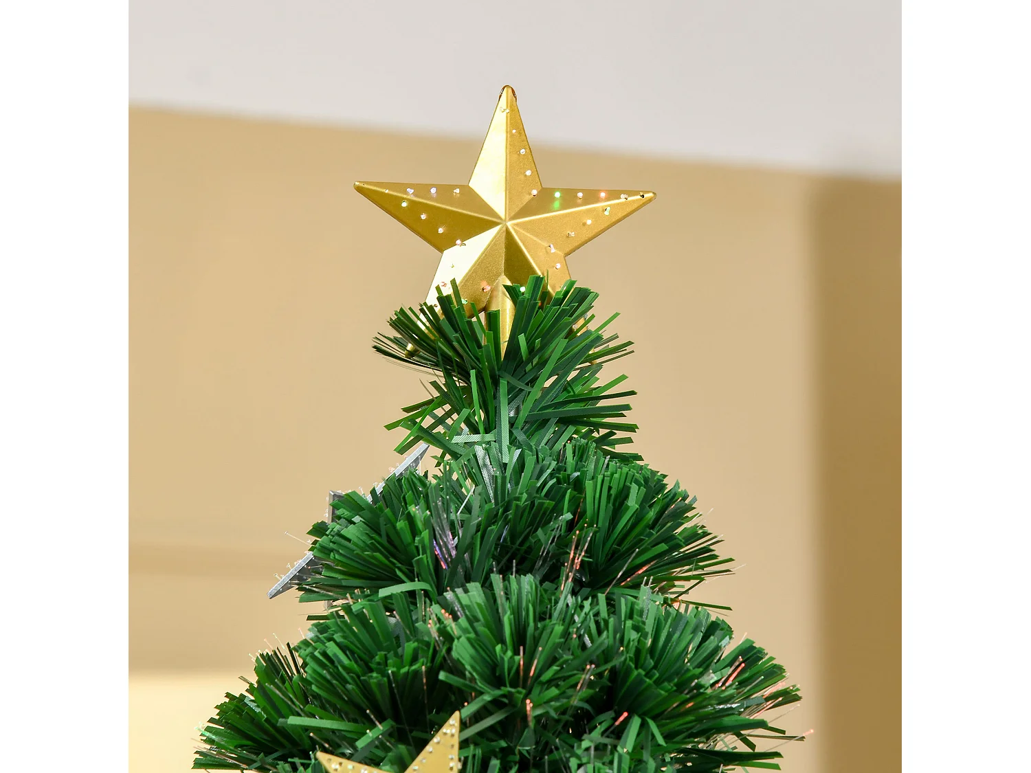 Albero di Natale con led e fibre ottiche in pvc verde