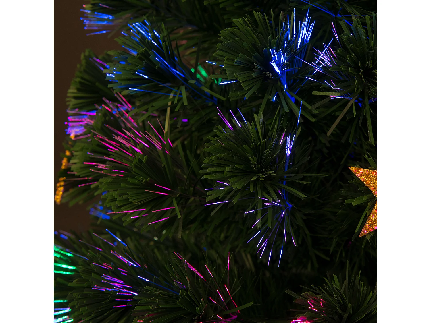 Albero di Natale con led e fibre ottiche in pvc verde