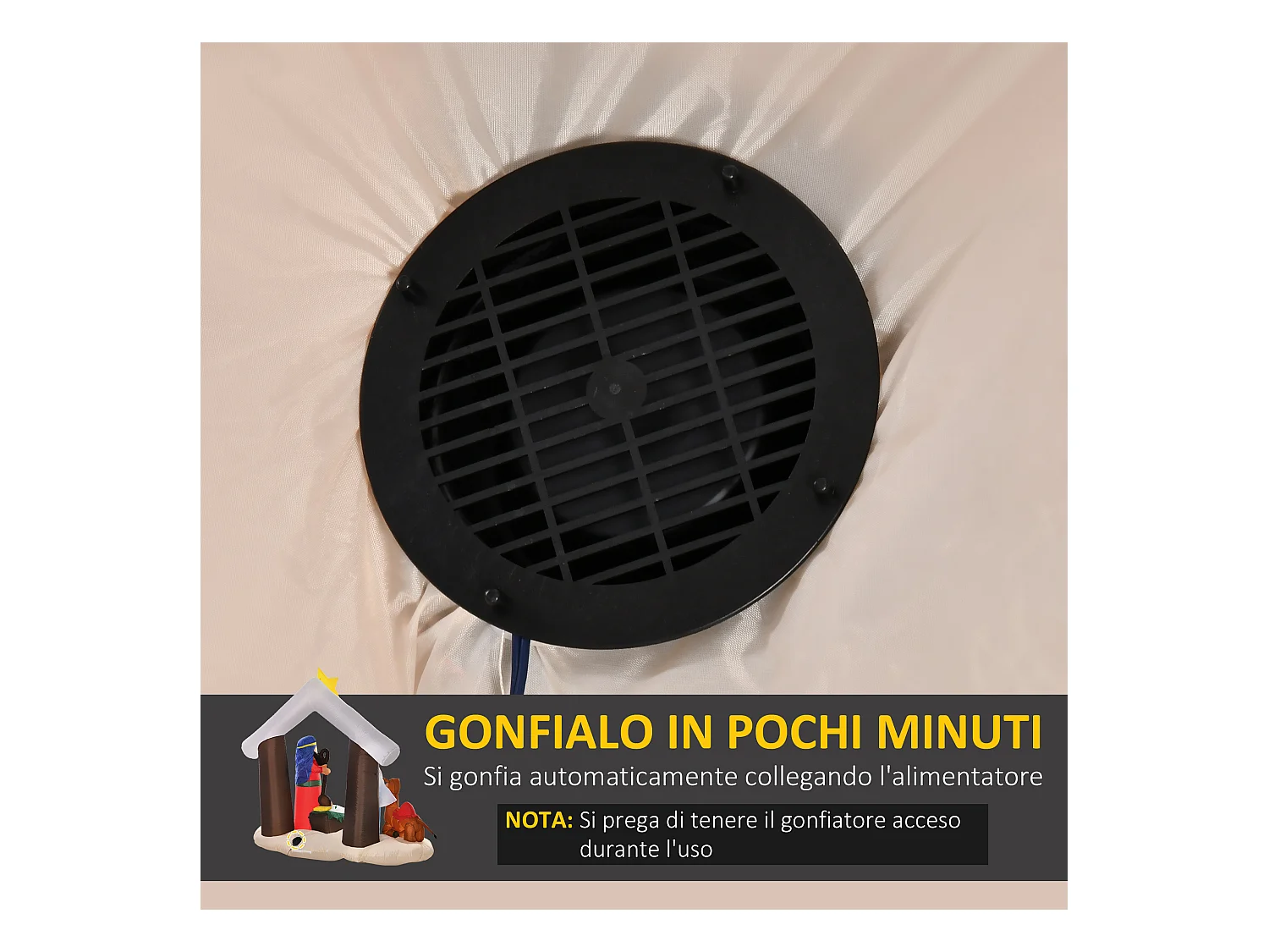 Presepe gonfiabile con led integrati da esterno 201x100x183cm