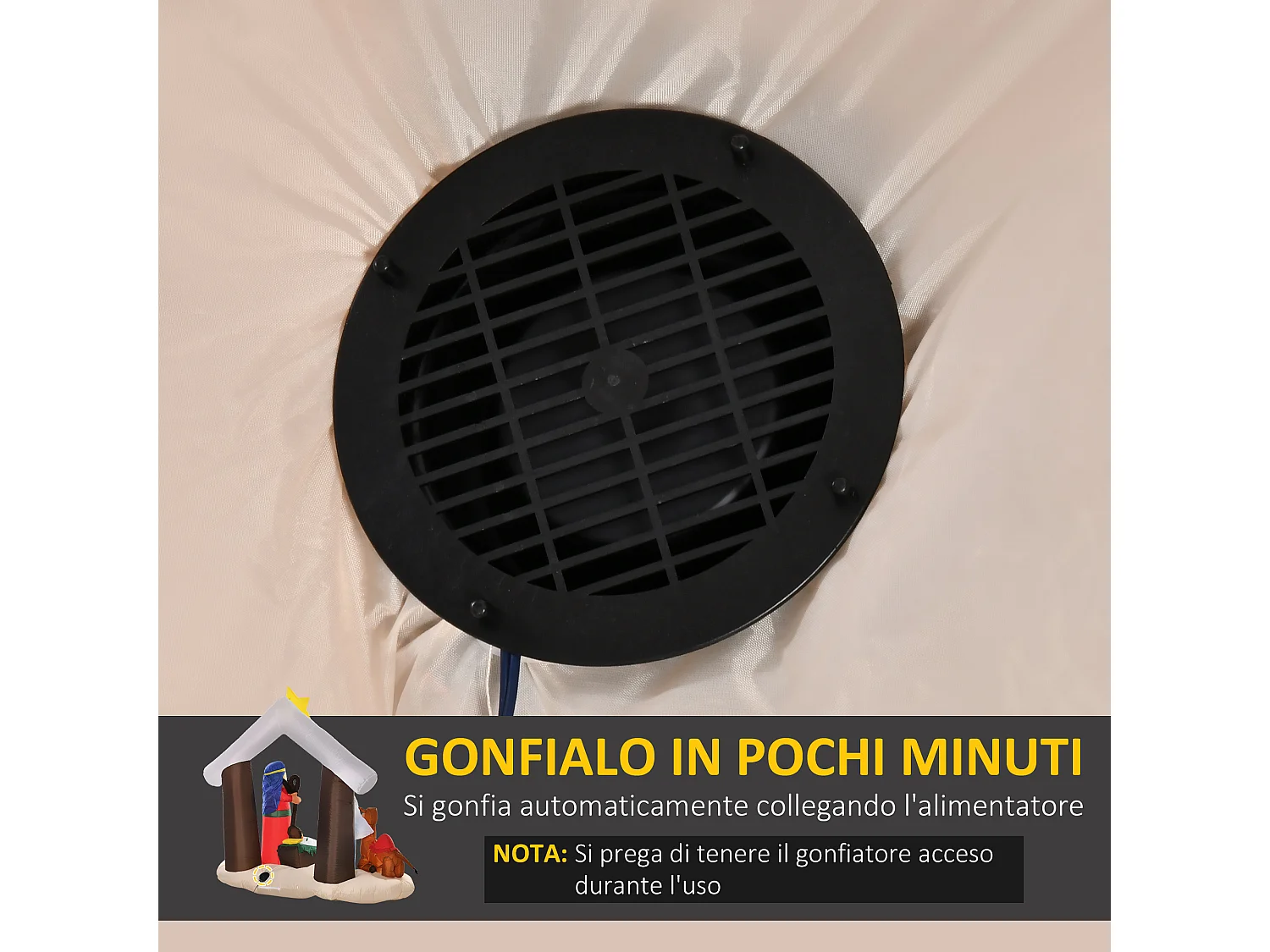 Presepe gonfiabile con led integrati da esterno 201x100x183cm