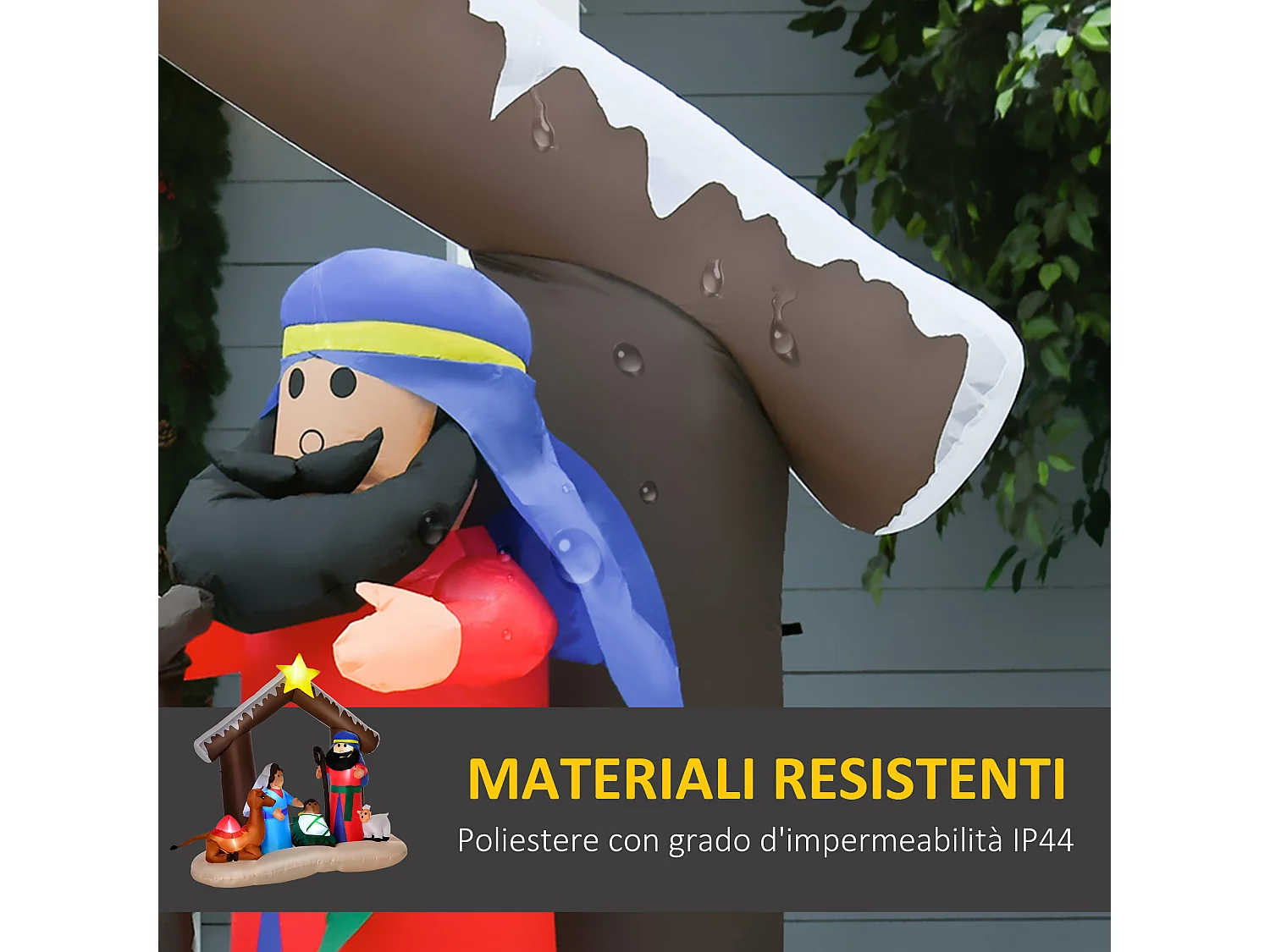 Presepe gonfiabile con led integrati da esterno 201x100x183cm