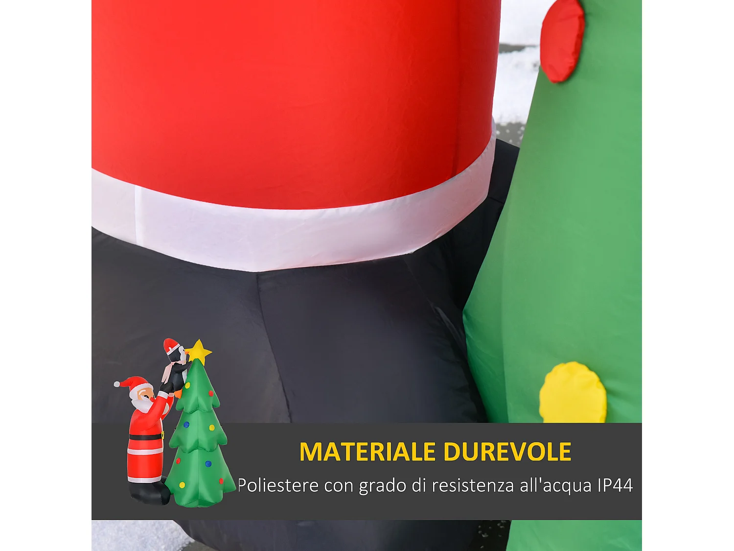 Babbo natale gonfiabile 1.8m con albero pinguino e luci led