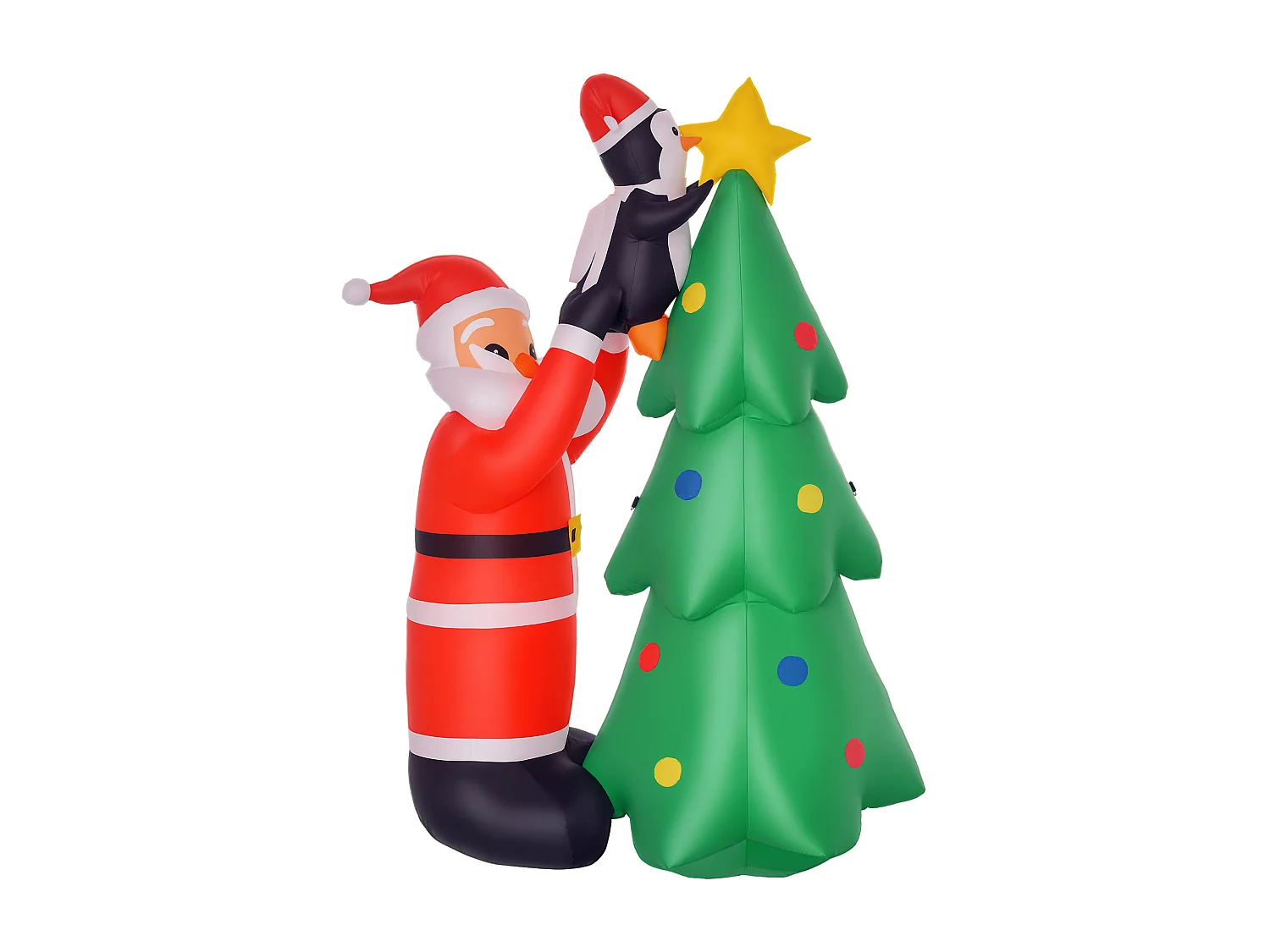 Babbo natale gonfiabile 1.8m con albero pinguino e luci led