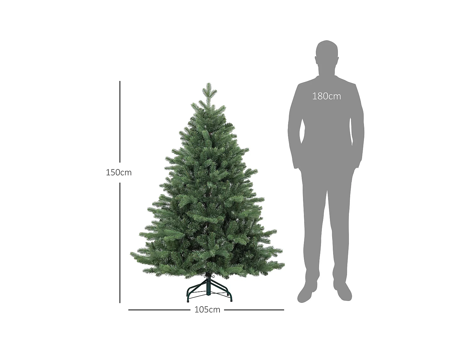 Albero di natale artificiale 152.4cm con 847 rami con base in metallo
