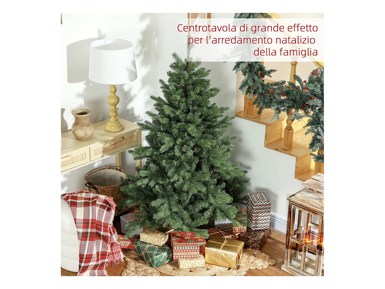 Albero di natale artificiale 152.4cm con 847 rami con base in metallo