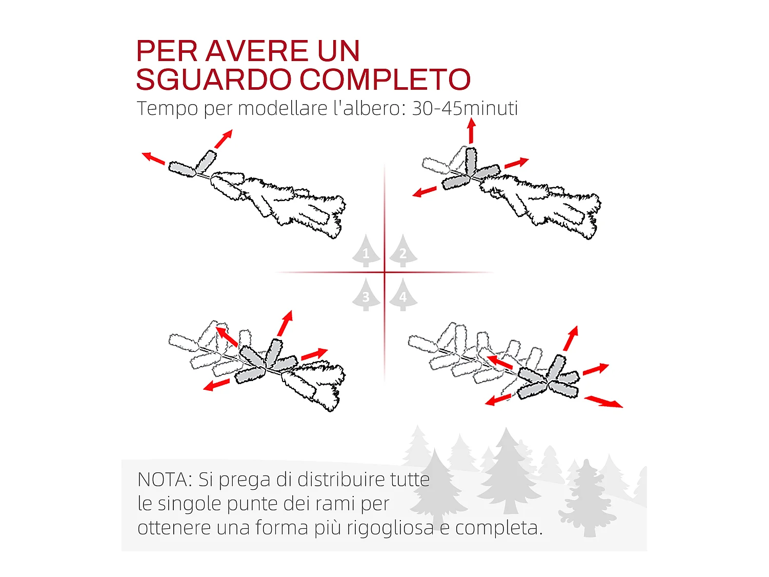 Albero di natale artificiale 152.4cm con 847 rami con base in metallo