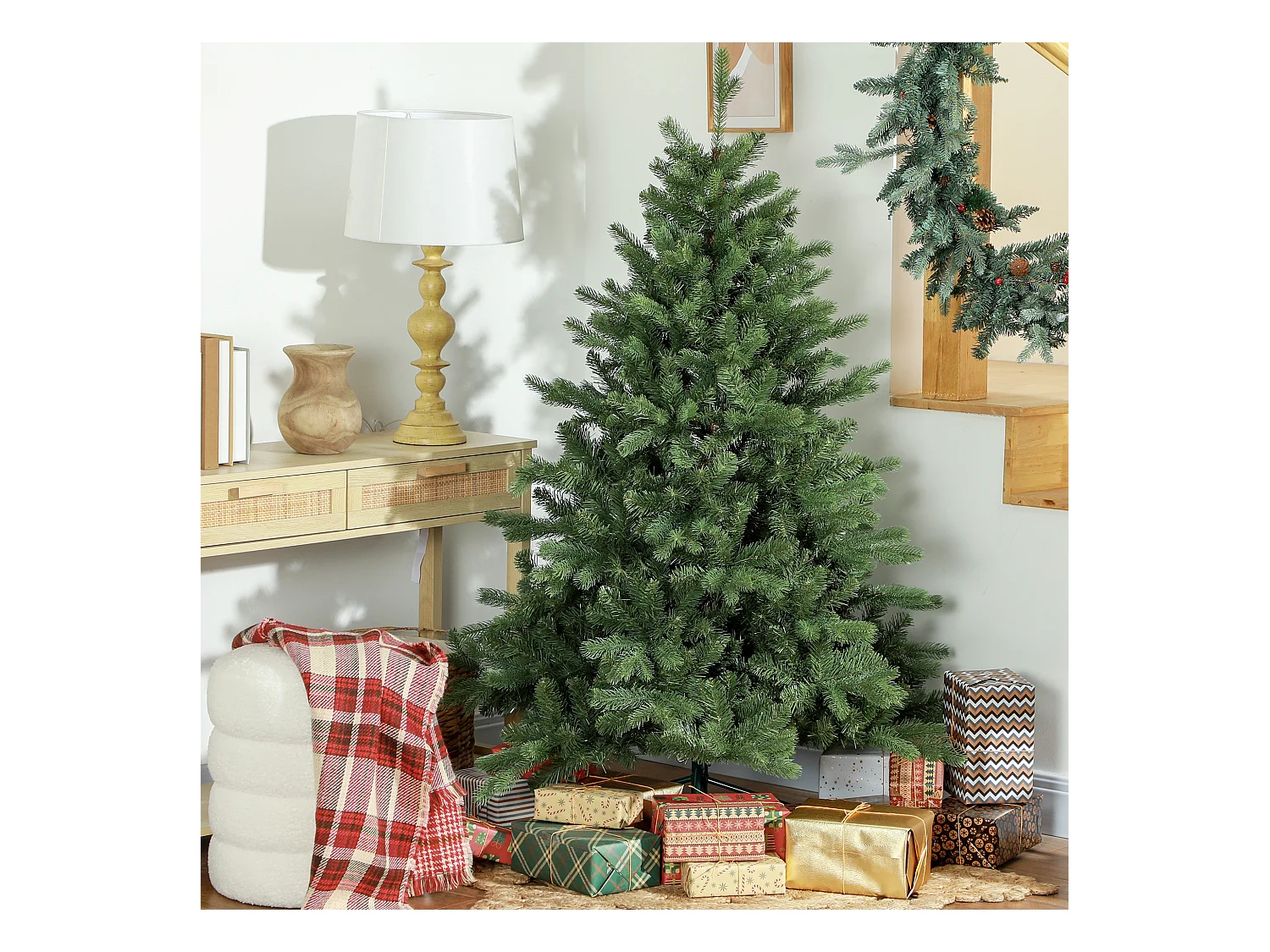 Albero di natale artificiale 152.4cm con 847 rami con base in metallo