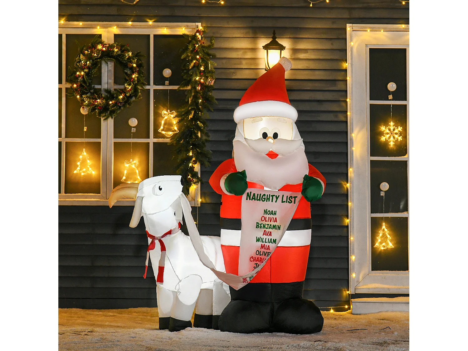 Babbo natale gonfiabile con luci led da esterno 135x85x180cm