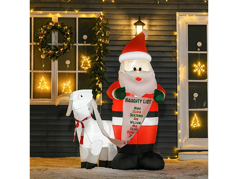 Babbo natale gonfiabile con luci led da esterno 135x85x180cm