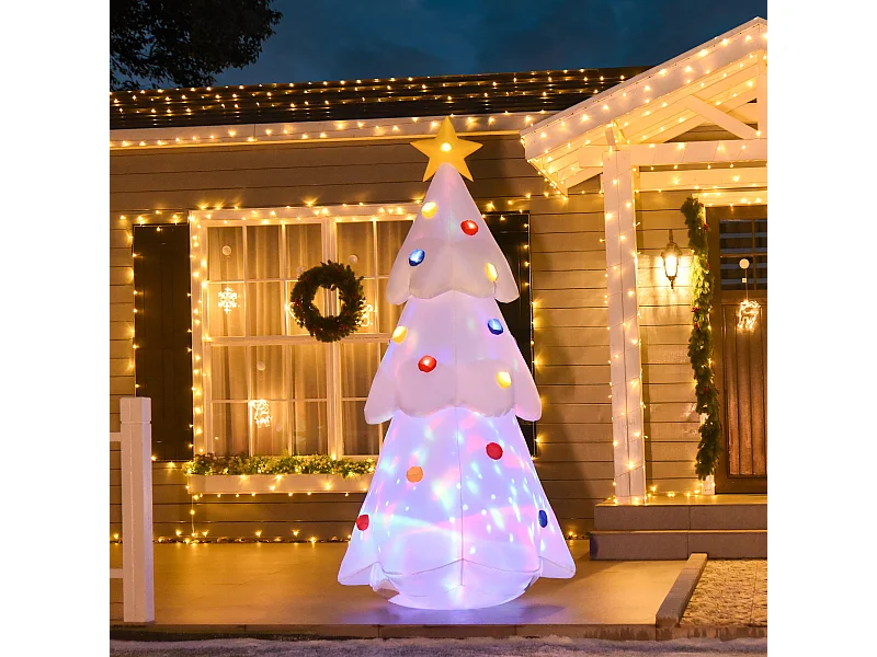 Albero di natale bianco gonfiabile impermeabile luci led 245cm