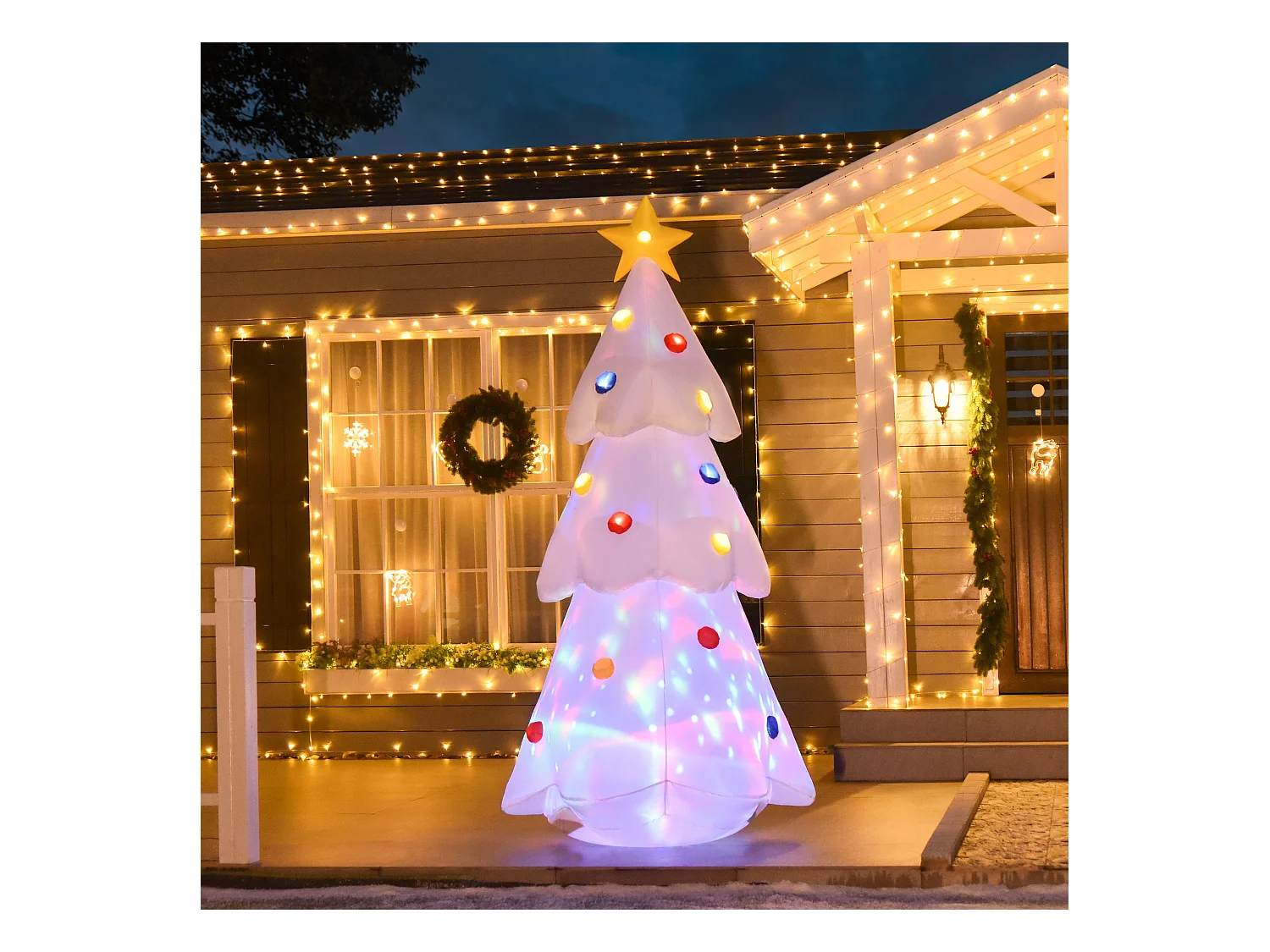 Albero di natale bianco gonfiabile impermeabile luci led 245cm
