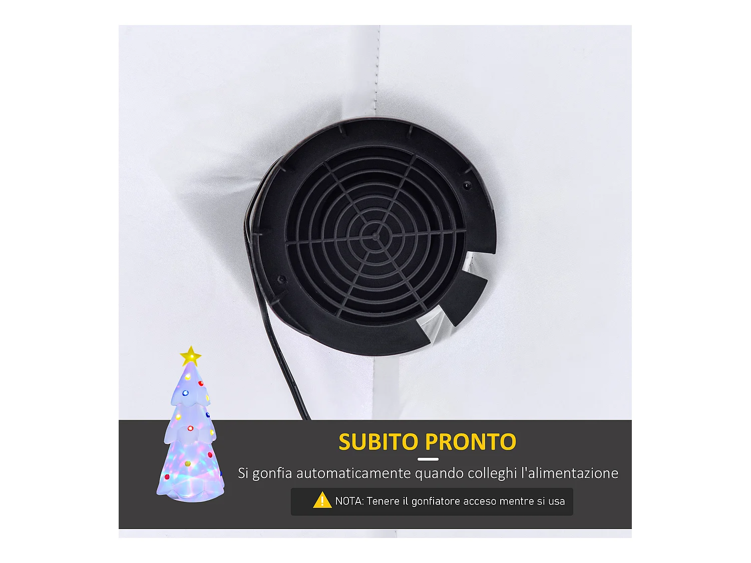 Albero di natale bianco gonfiabile impermeabile luci led 245cm