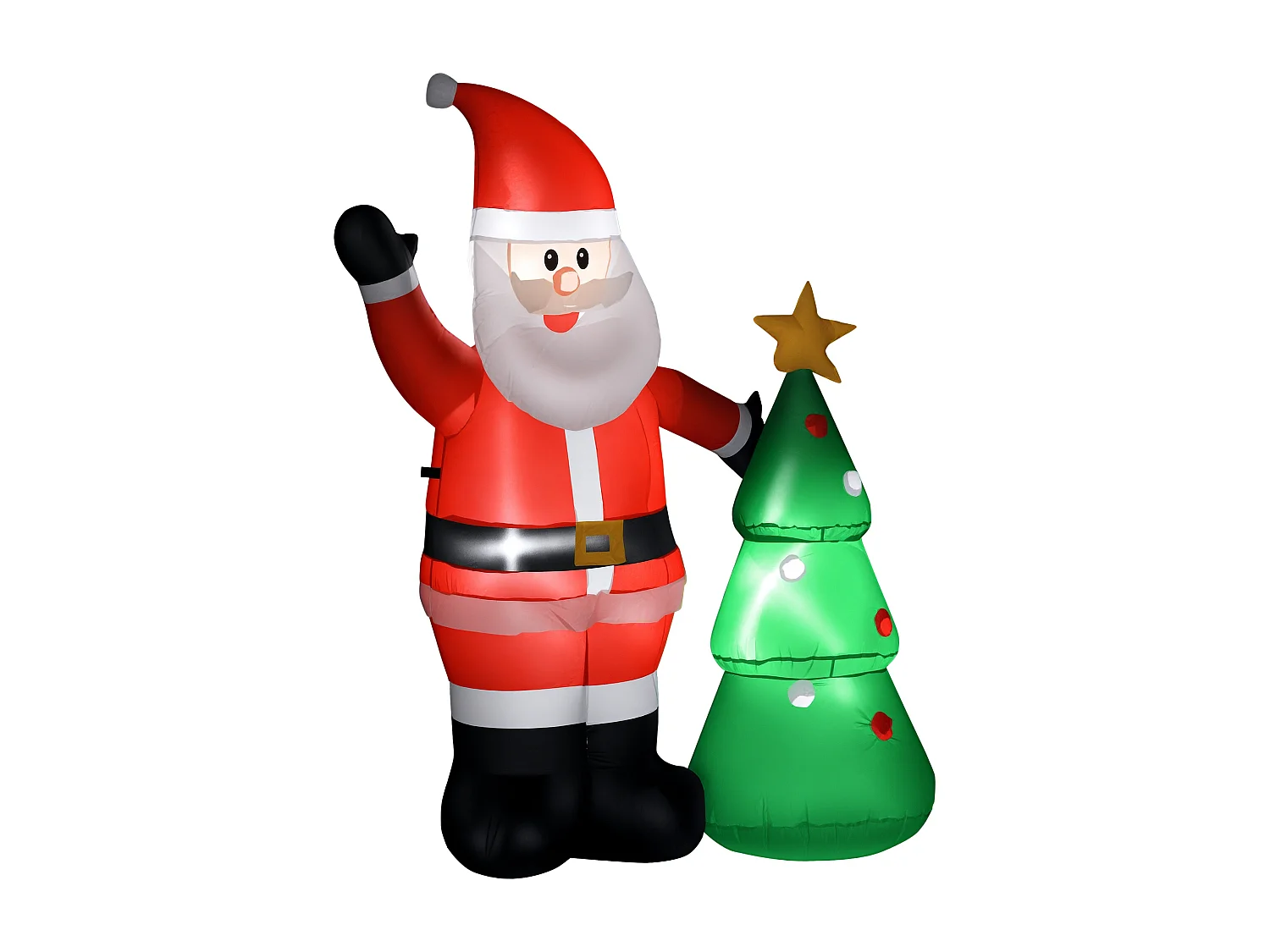 Babbo natale gonfiabile con albero 150cm luci led e gonfiatore