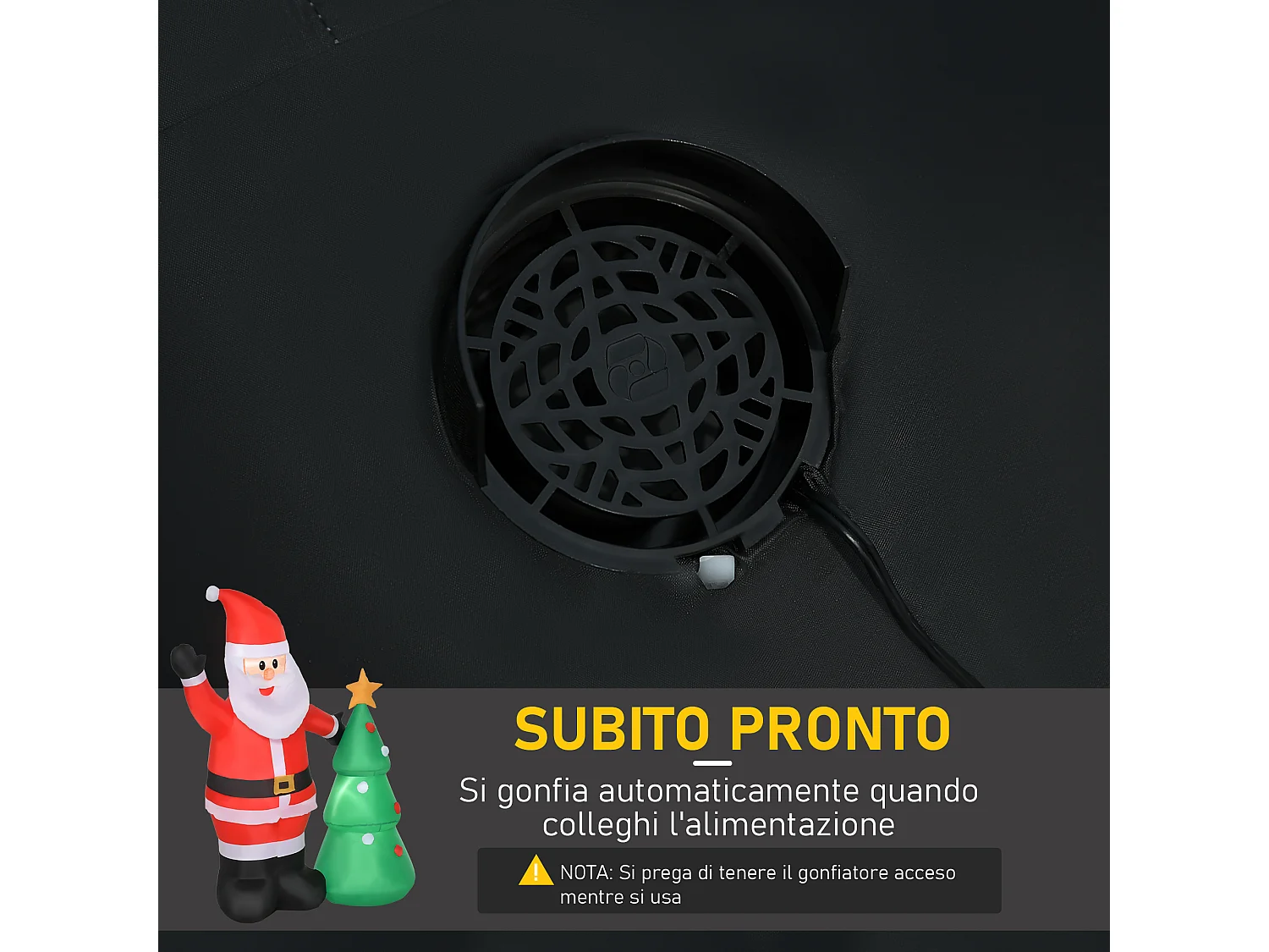 Babbo natale gonfiabile con albero 150cm luci led e gonfiatore