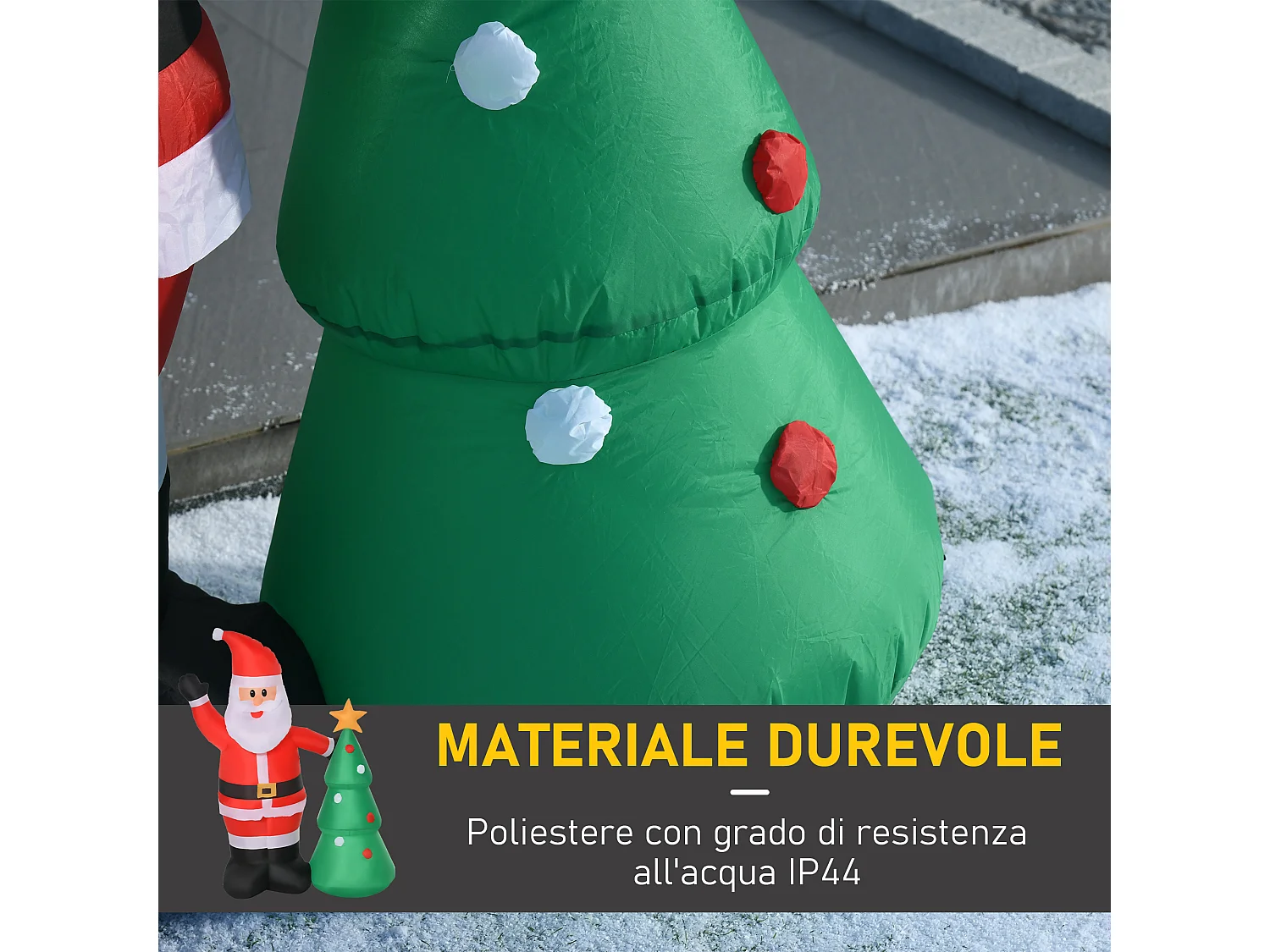 Babbo natale gonfiabile con albero 150cm luci led e gonfiatore