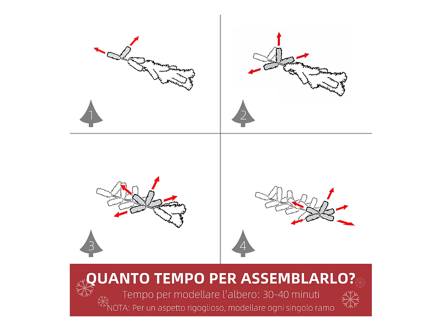 Albero Natale slim innevato 631 rami base metallo