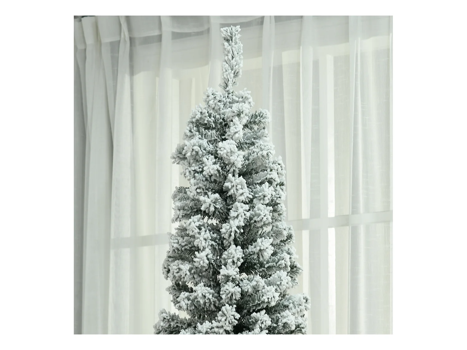 Albero Natale slim innevato 631 rami base metallo