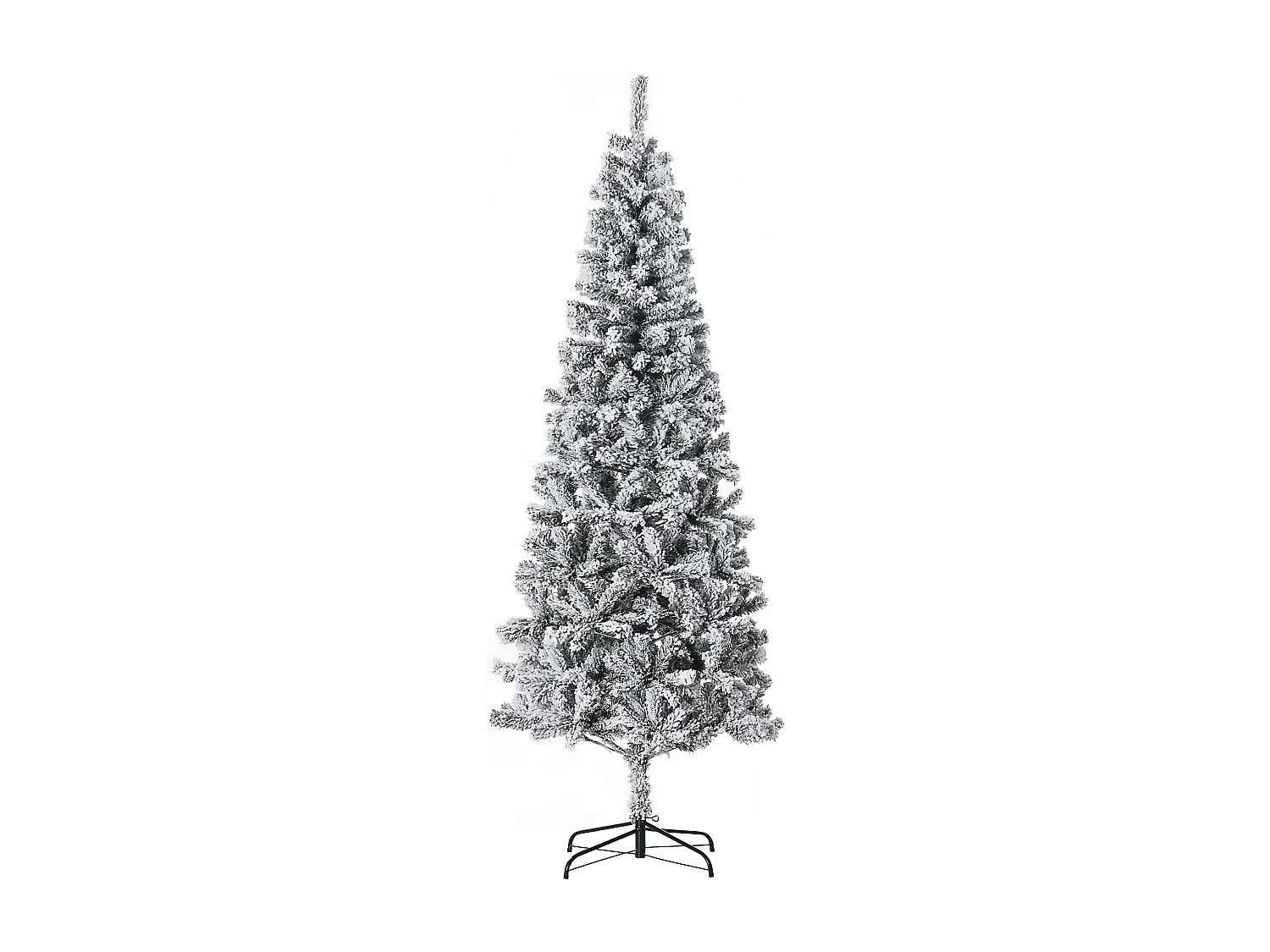 Albero Natale slim innevato 631 rami base metallo