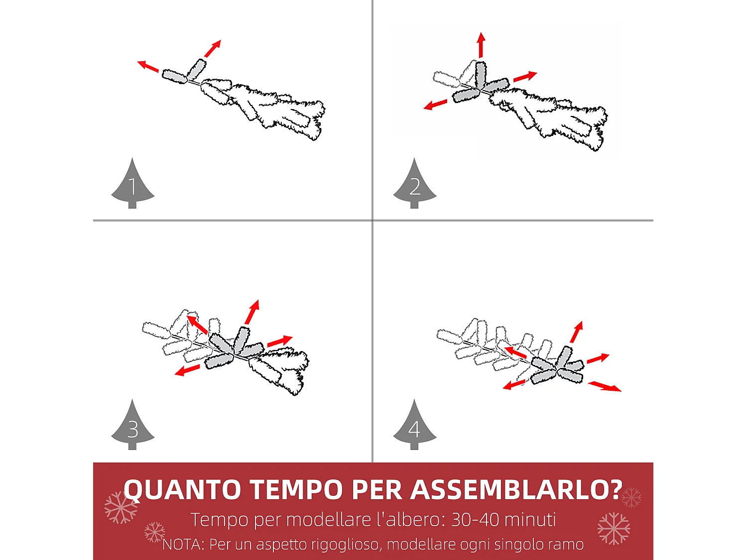 Albero Natale slim innevato 631 rami base metallo