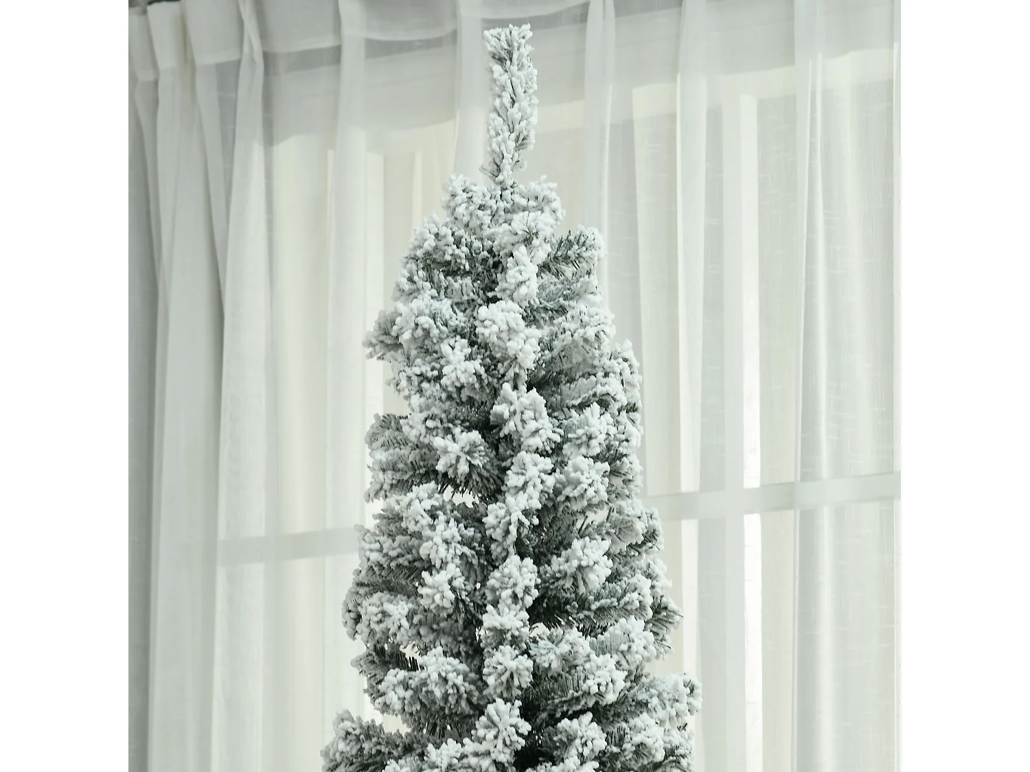 Albero Natale slim innevato 631 rami base metallo