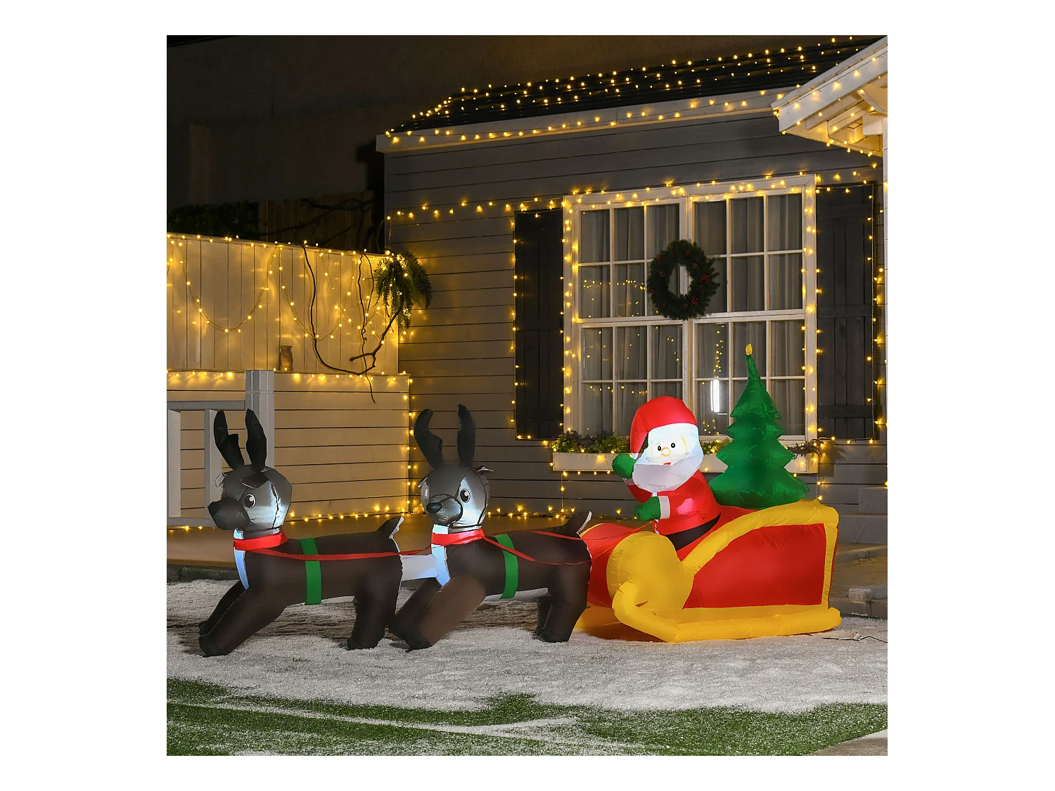 Babbo Natale gonfiabile con slitta e renne 2.3m