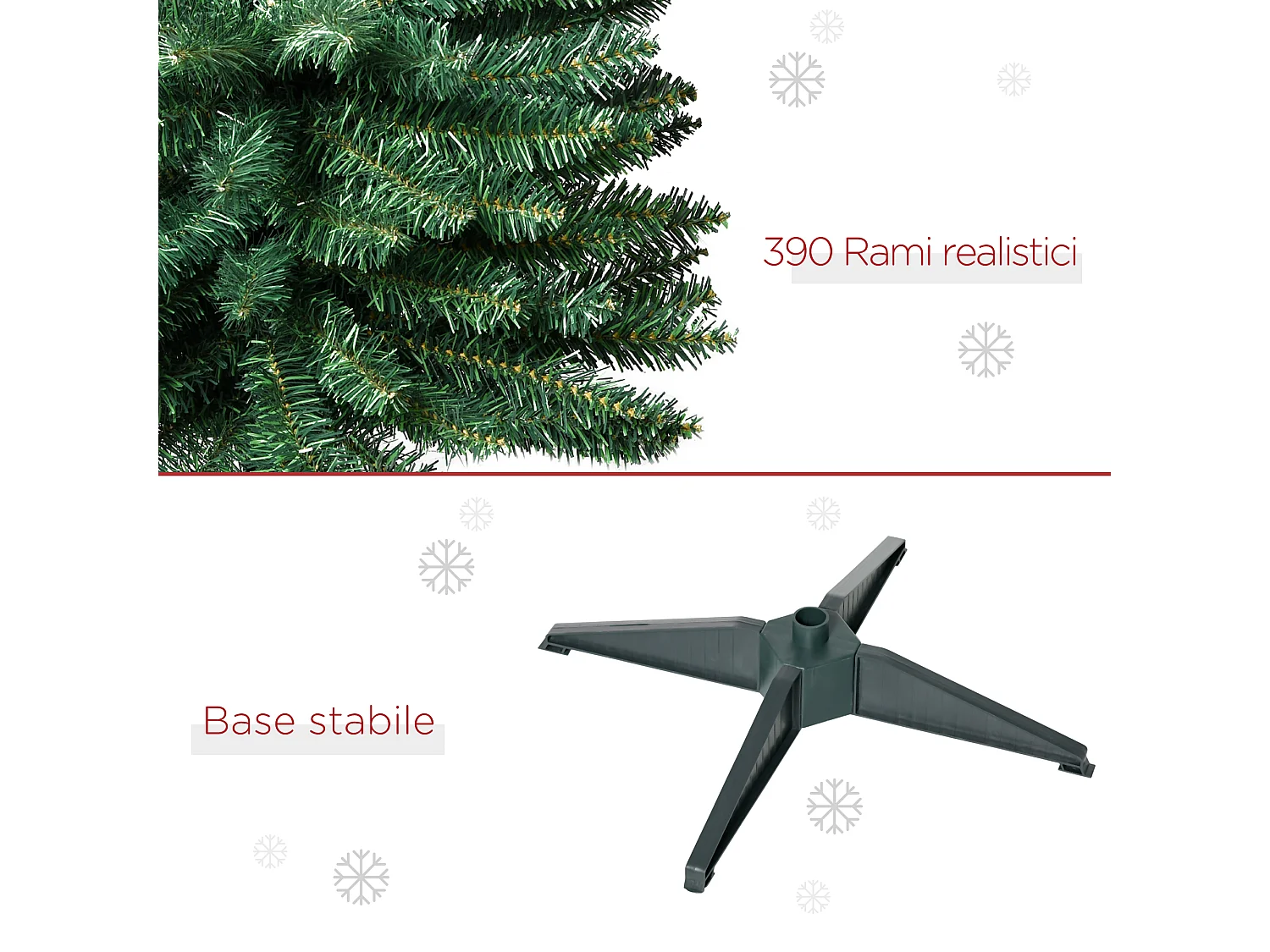 Albero di Natale artificiale slim con rami supporto in pvc verde
