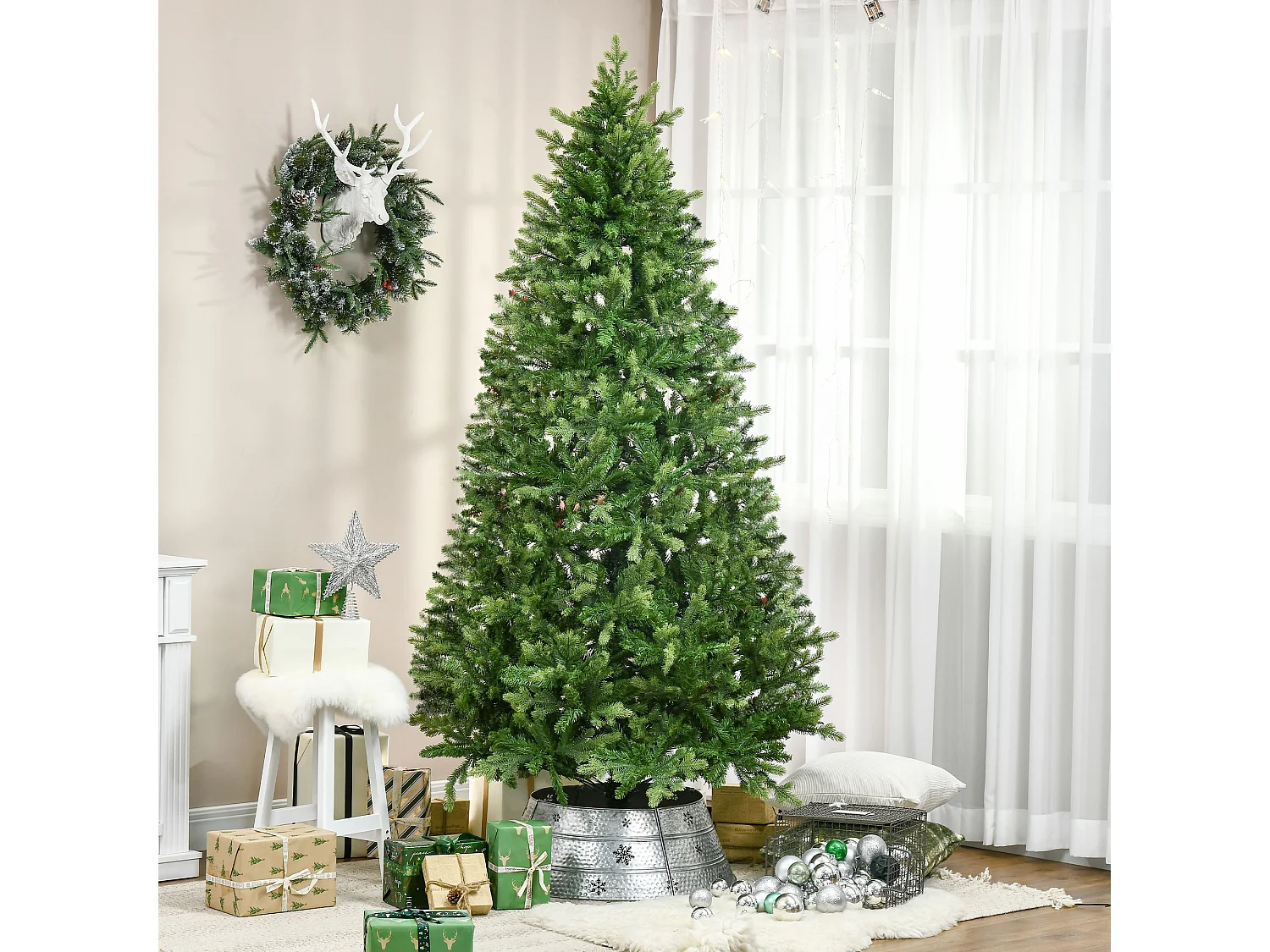 Albero di natale ignifugo per interni con 2056 rami e base