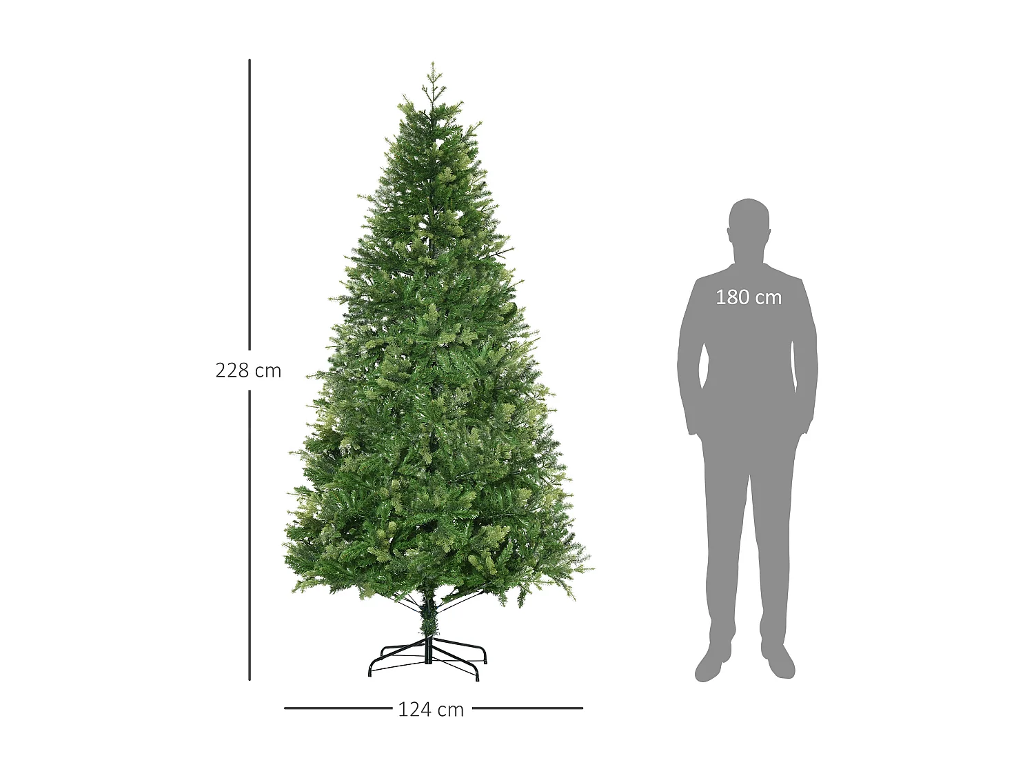 Albero di natale ignifugo per interni con 2056 rami e base