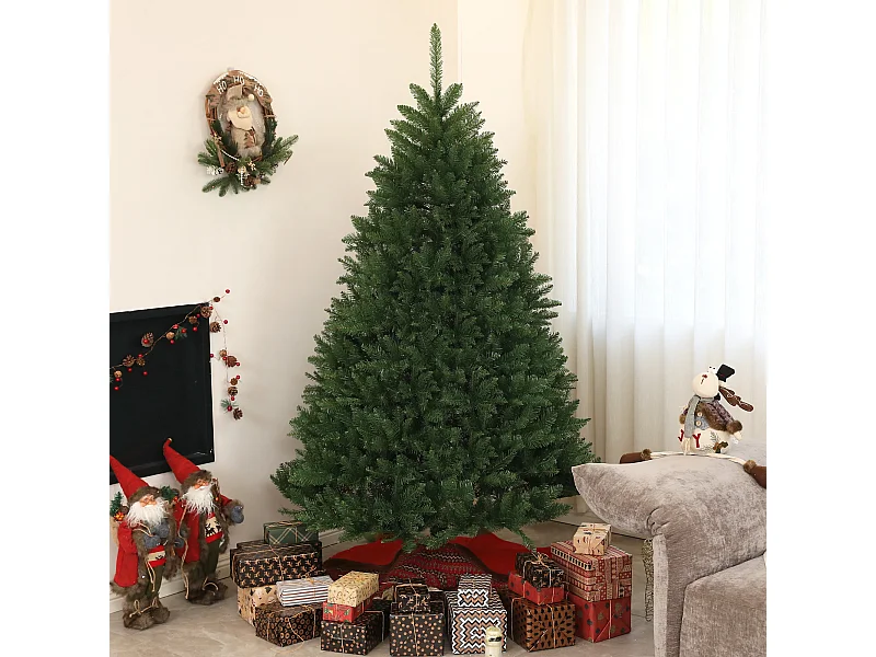 Albero di natale artificiale alto 195cm con 1838 rami e base acciaio