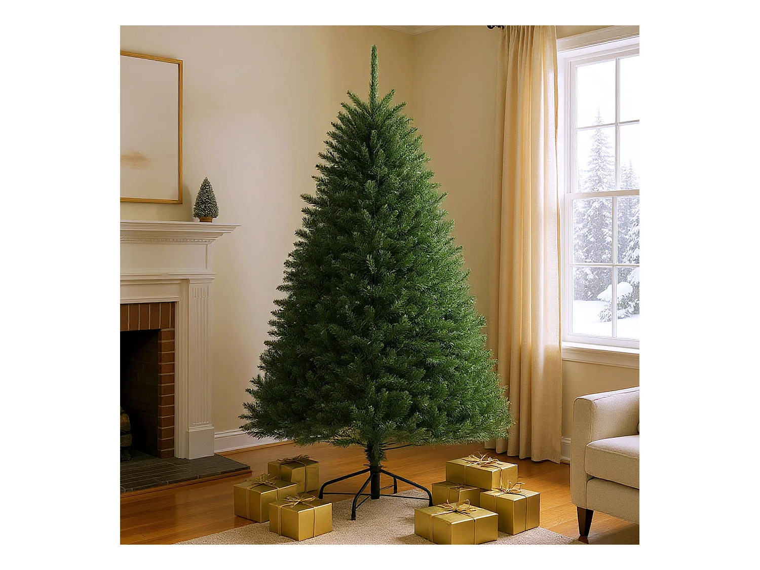 Albero di natale artificiale alto 195cm con 1838 rami e base acciaio