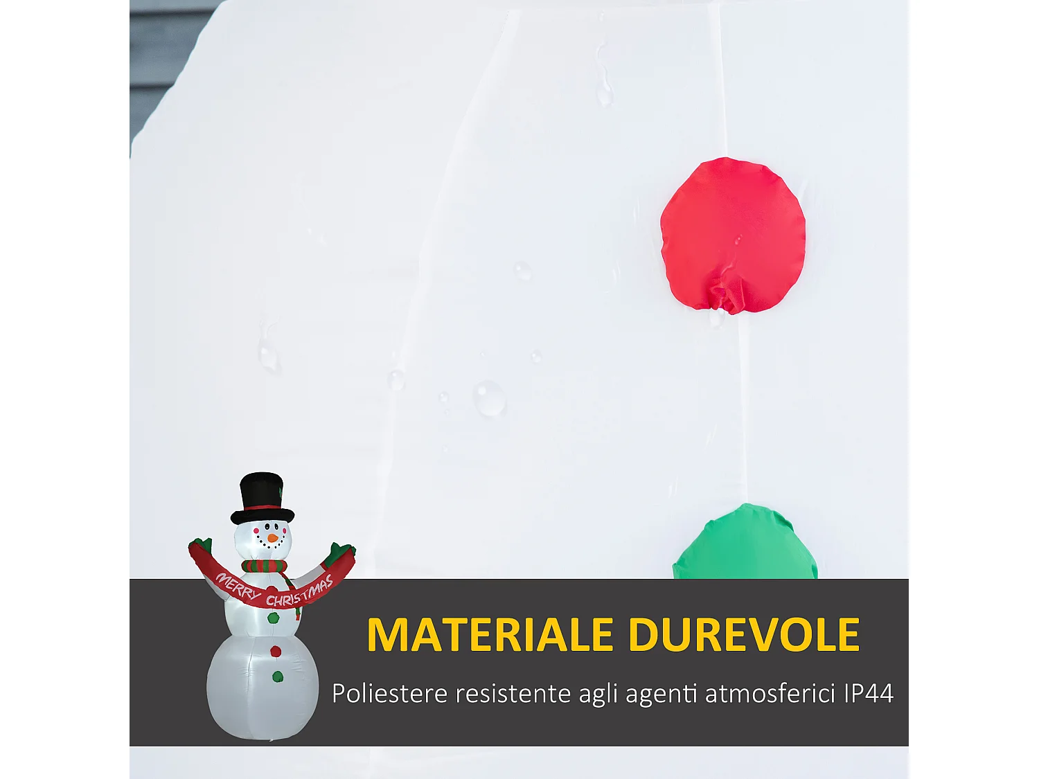 Pupazzo di neve gonfiabile con luci a led in poliestere multicolore