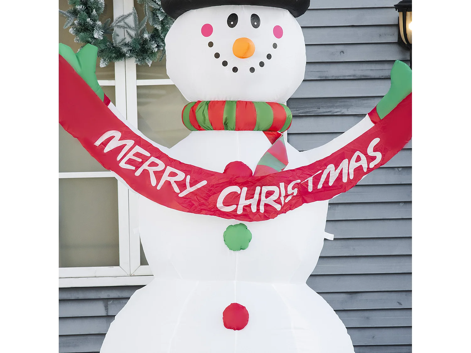 Pupazzo di neve gonfiabile con luci a led in poliestere multicolore