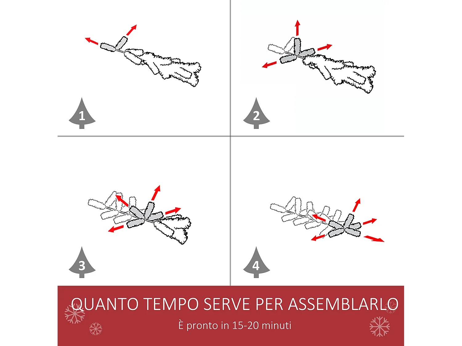Albero di natale innevato artificiale da 150cm base pieghevole