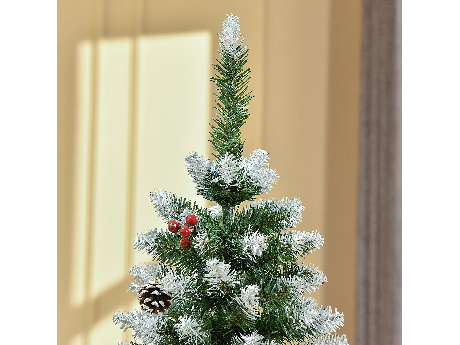 Albero di natale innevato artificiale da 150cm base pieghevole