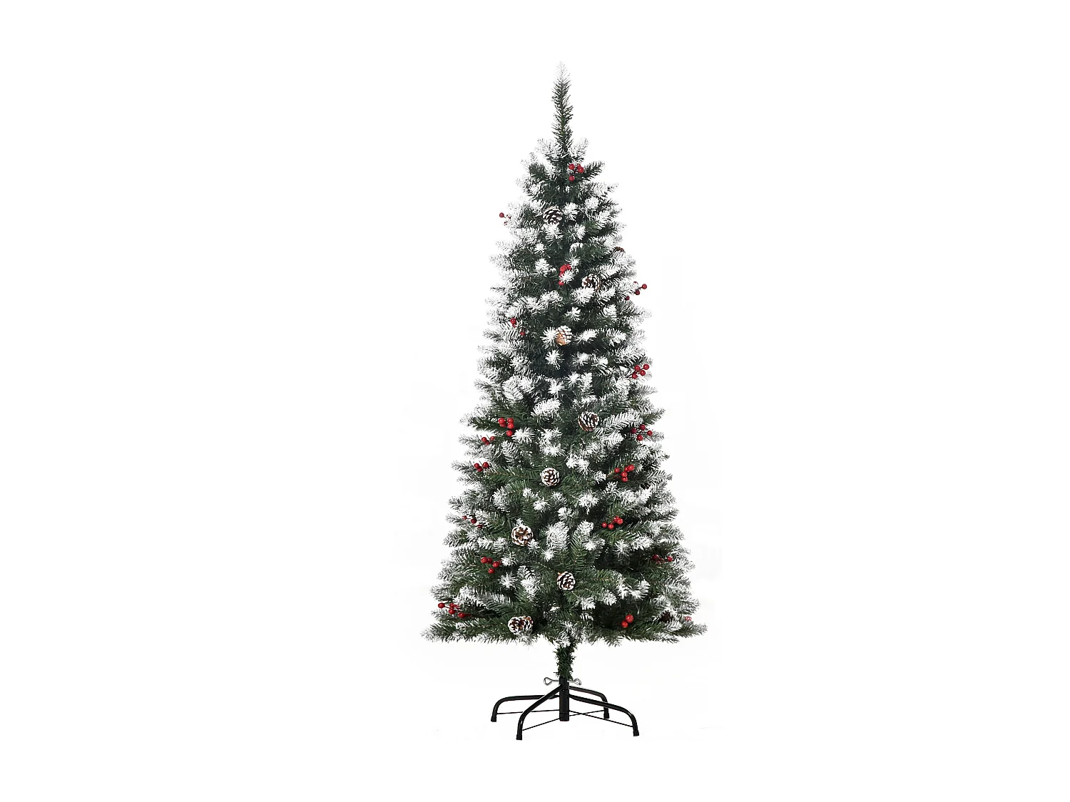 Albero di natale innevato artificiale da 150cm base pieghevole