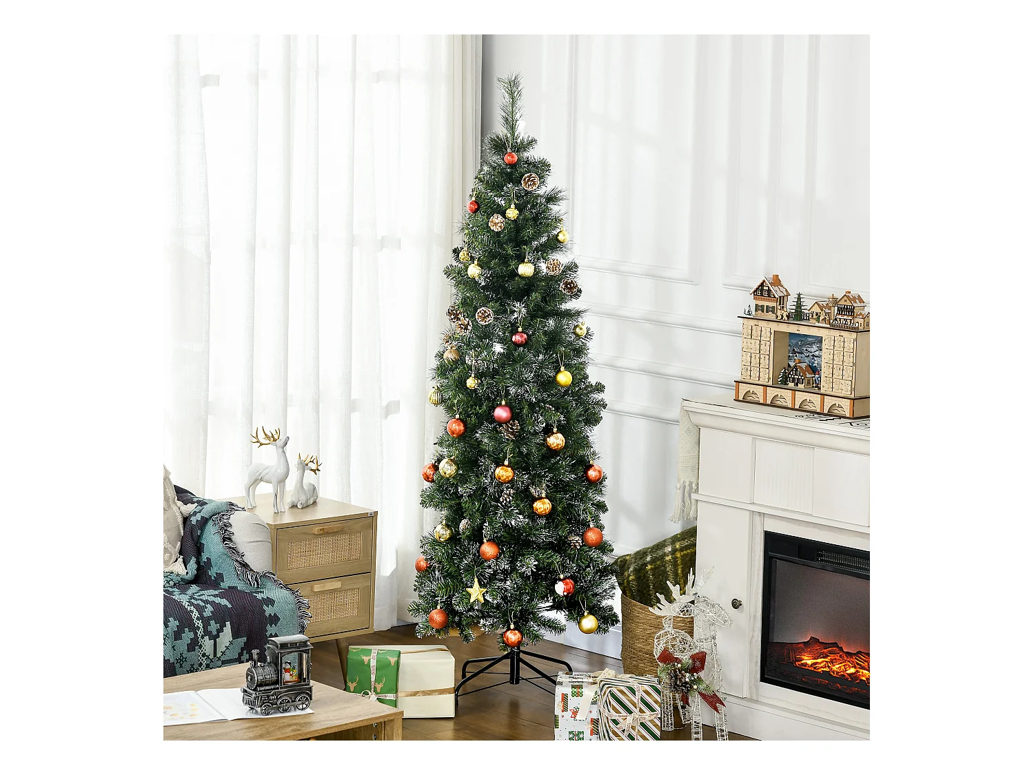 Albero di natale artificiale da 180 cm con 618 rami e base in metallo