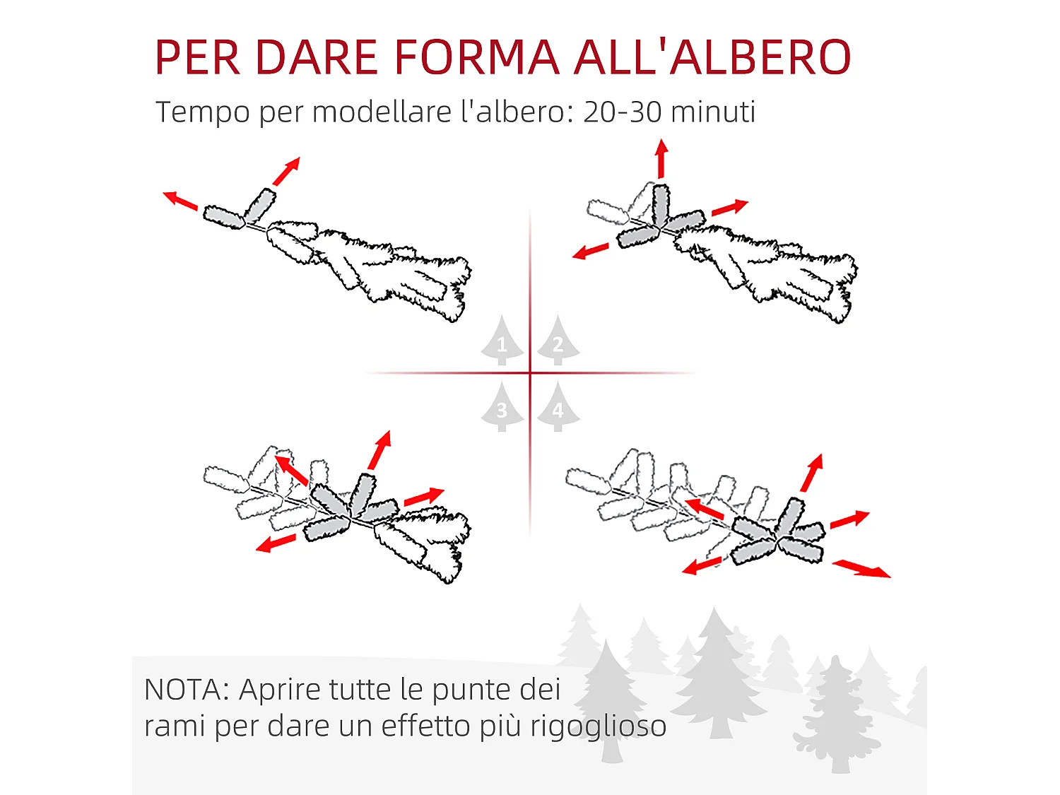 Albero di natale artificiale da 180 cm con 618 rami e base in metallo