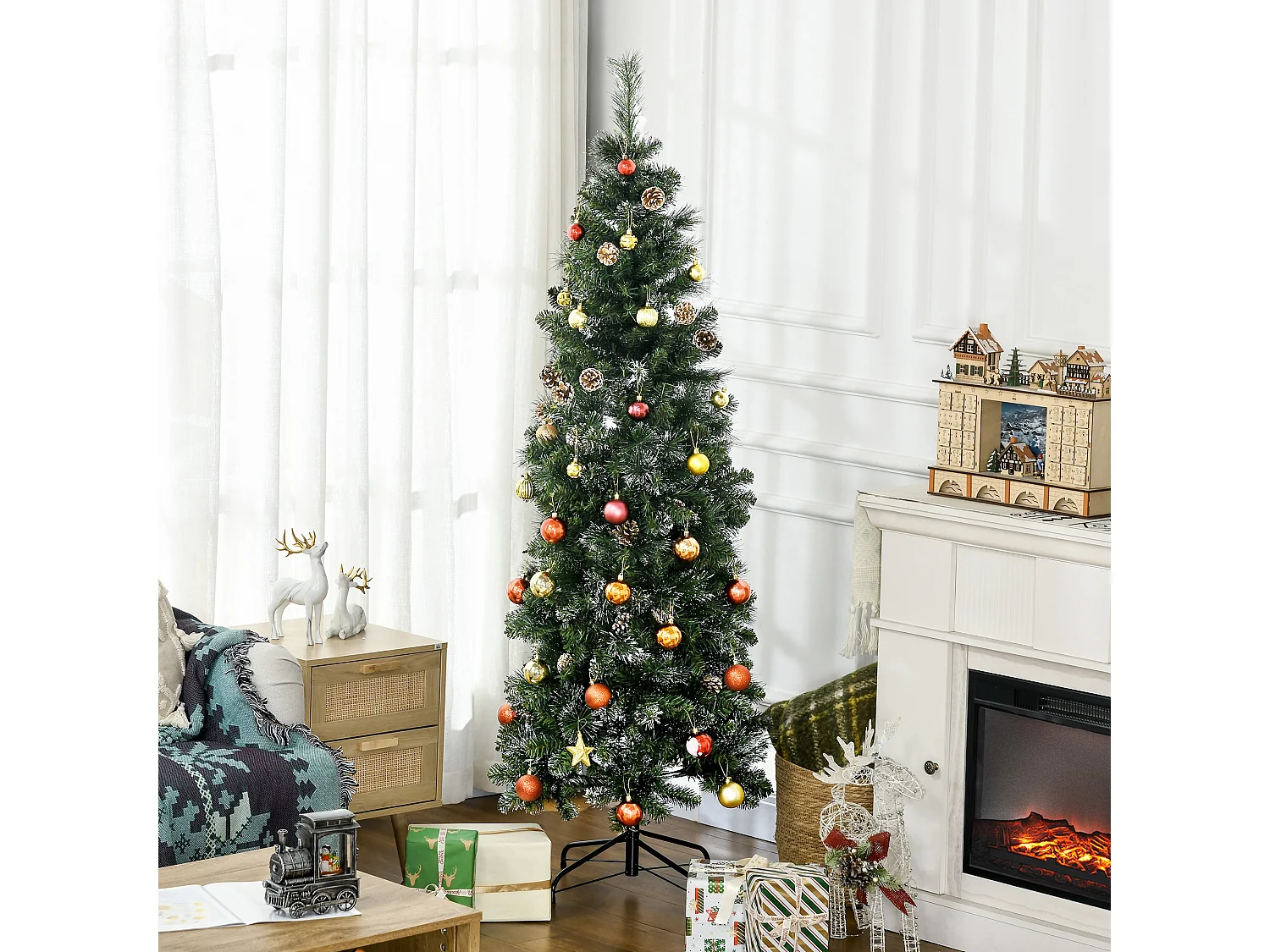 Albero di natale artificiale da 180 cm con 618 rami e base in metallo