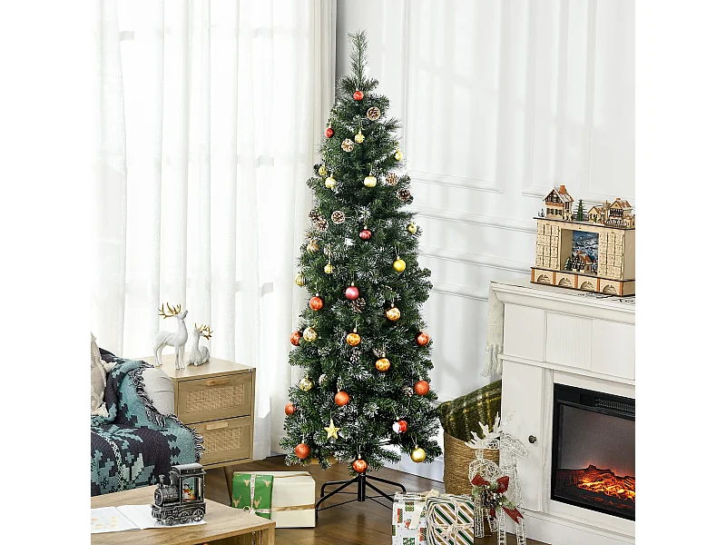 Albero di natale artificiale da 180 cm con 618 rami e base in metallo