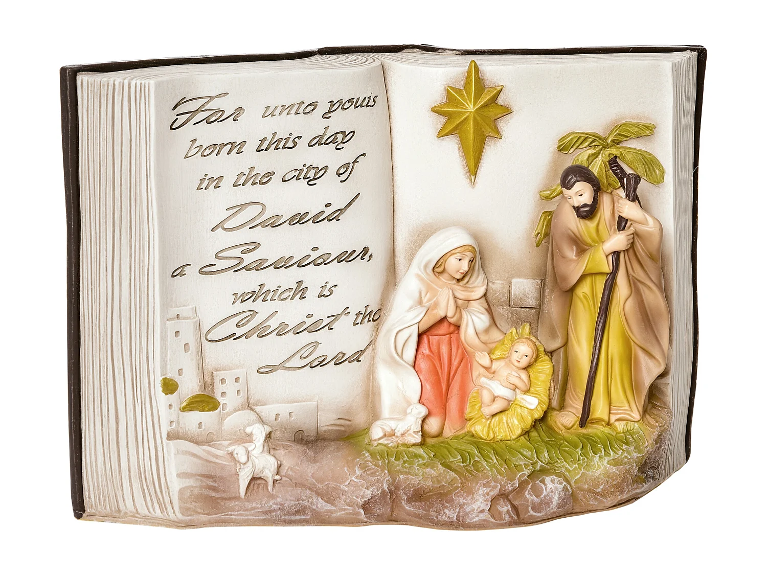 Presepe di natale natività con statuine 3d resina 21.5x9.5x14cm