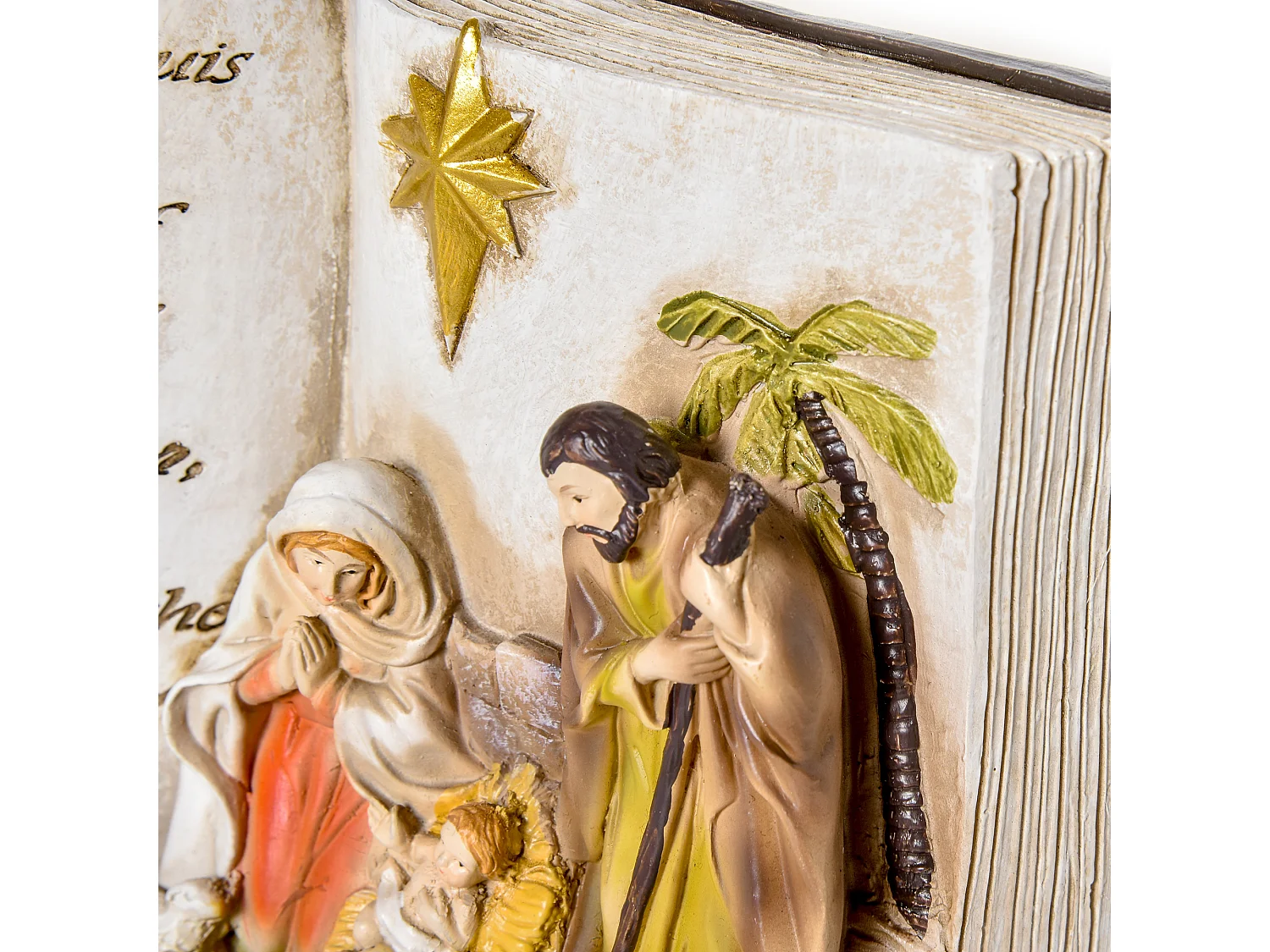 Presepe di natale natività con statuine 3d resina 21.5x9.5x14cm