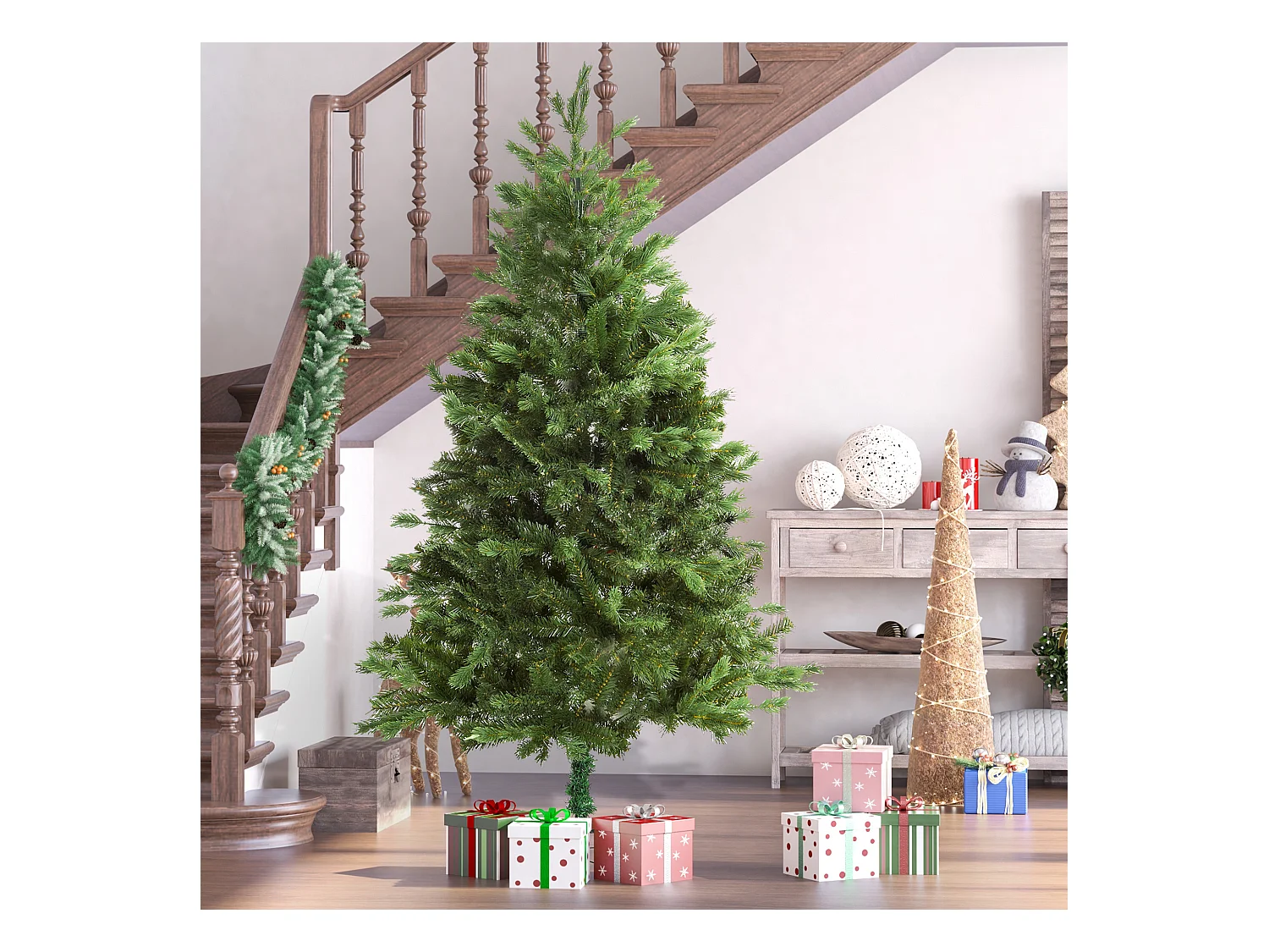 Albero artificiale gigante con rami e base rimovibile in pvc verde
