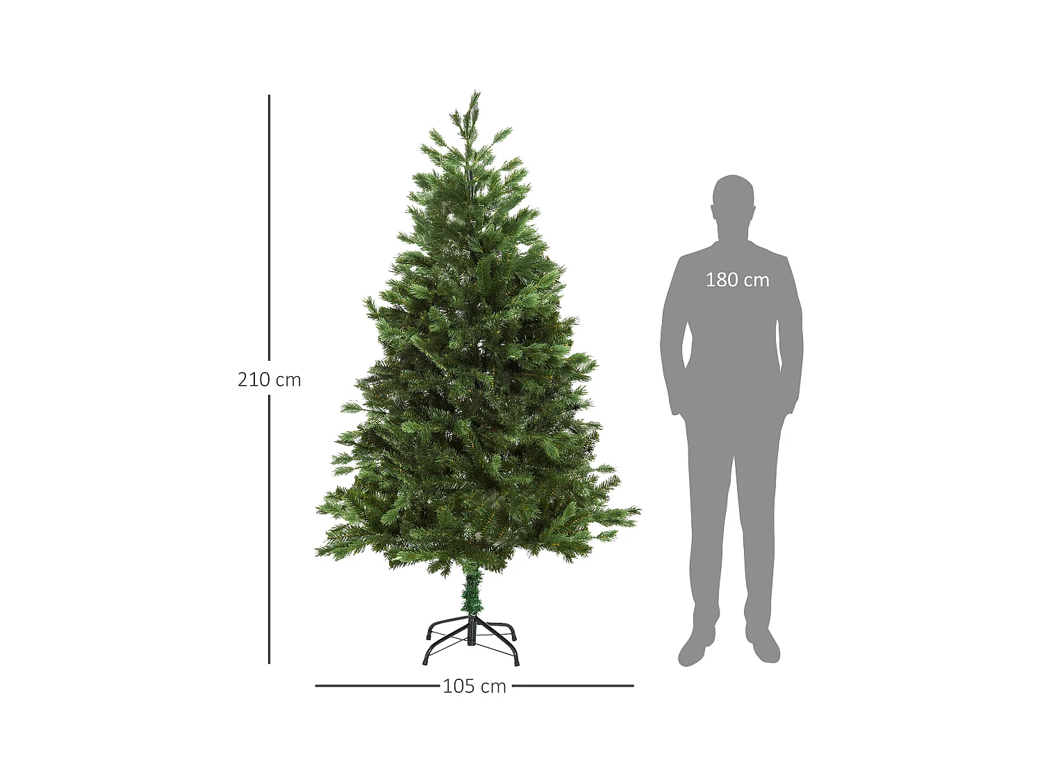 Albero artificiale gigante con rami e base rimovibile in pvc verde