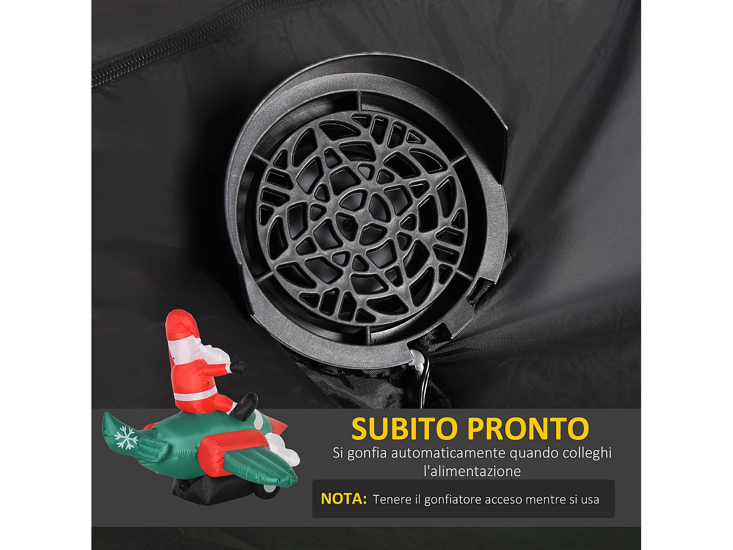 Babbo natale gonfiabile su aereo luci led decorazione esterno