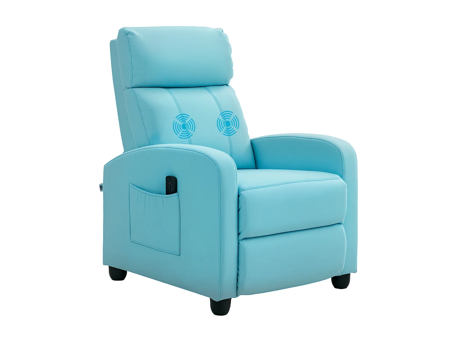 Poltrona massaggiante reclinabile con telecomando azzurro