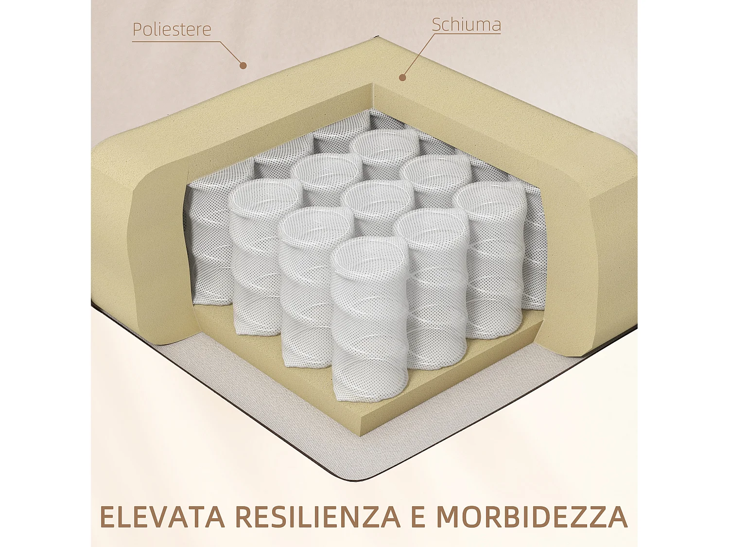 Poltrona massaggiante e reclinabile con poggiapiedi e 2 tasche beige