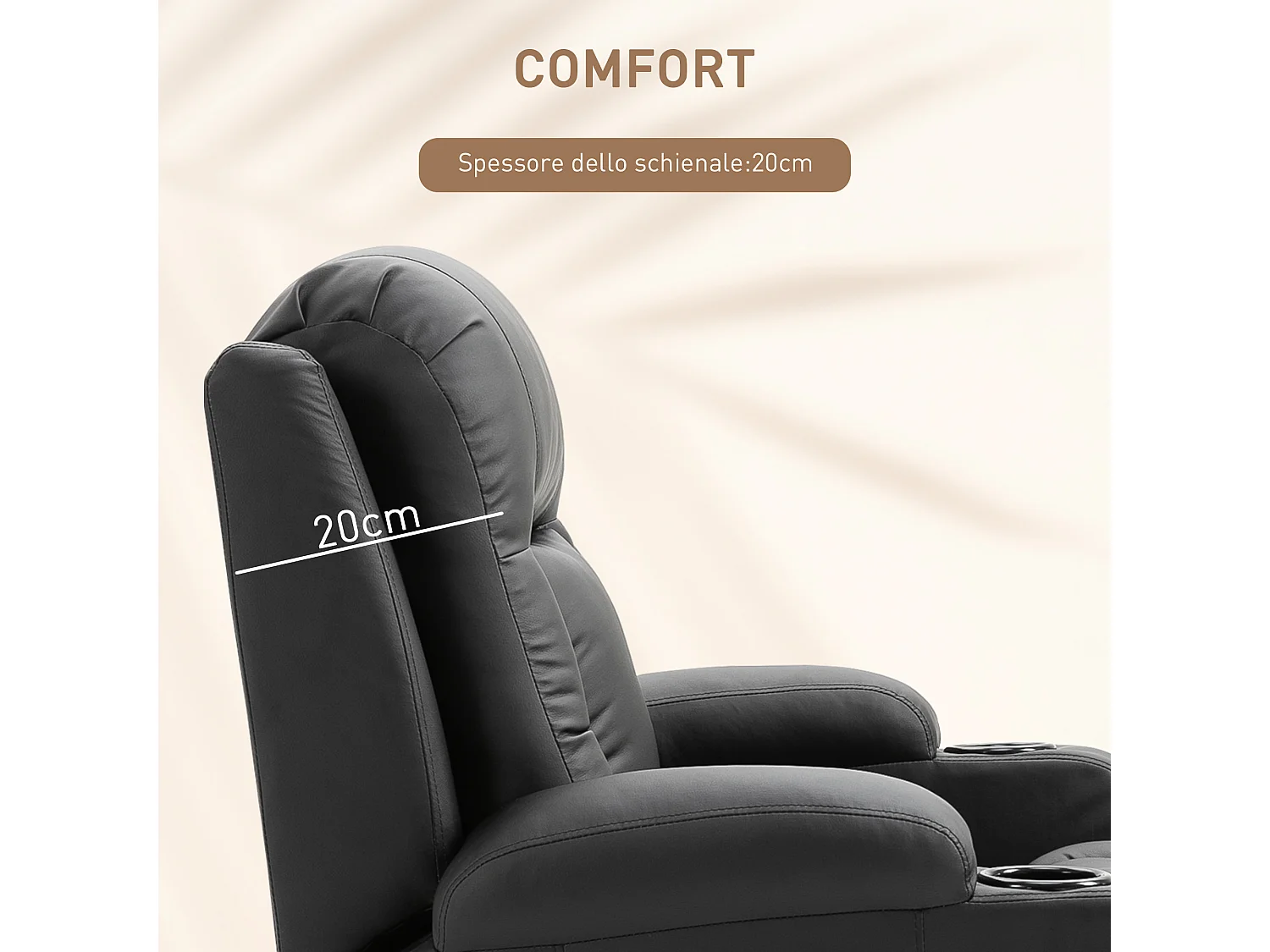 Poltrona relax reclinabile fino a 150° massaggiante e riscaldante nero